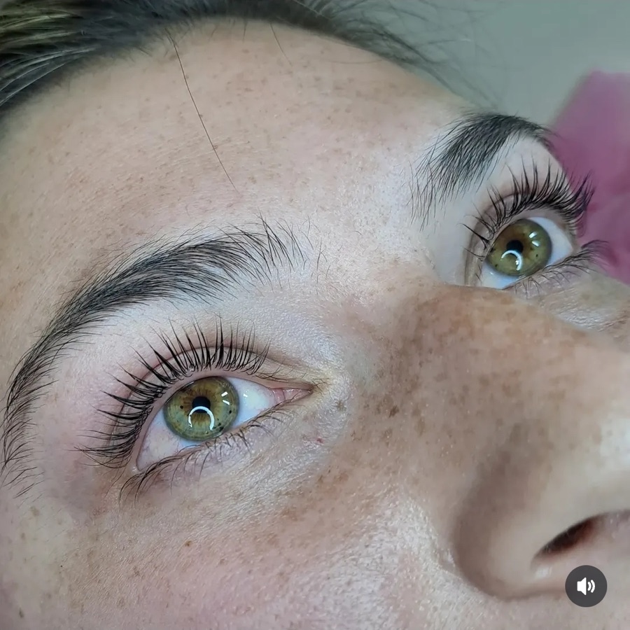 Close-up of lifted eyelashes