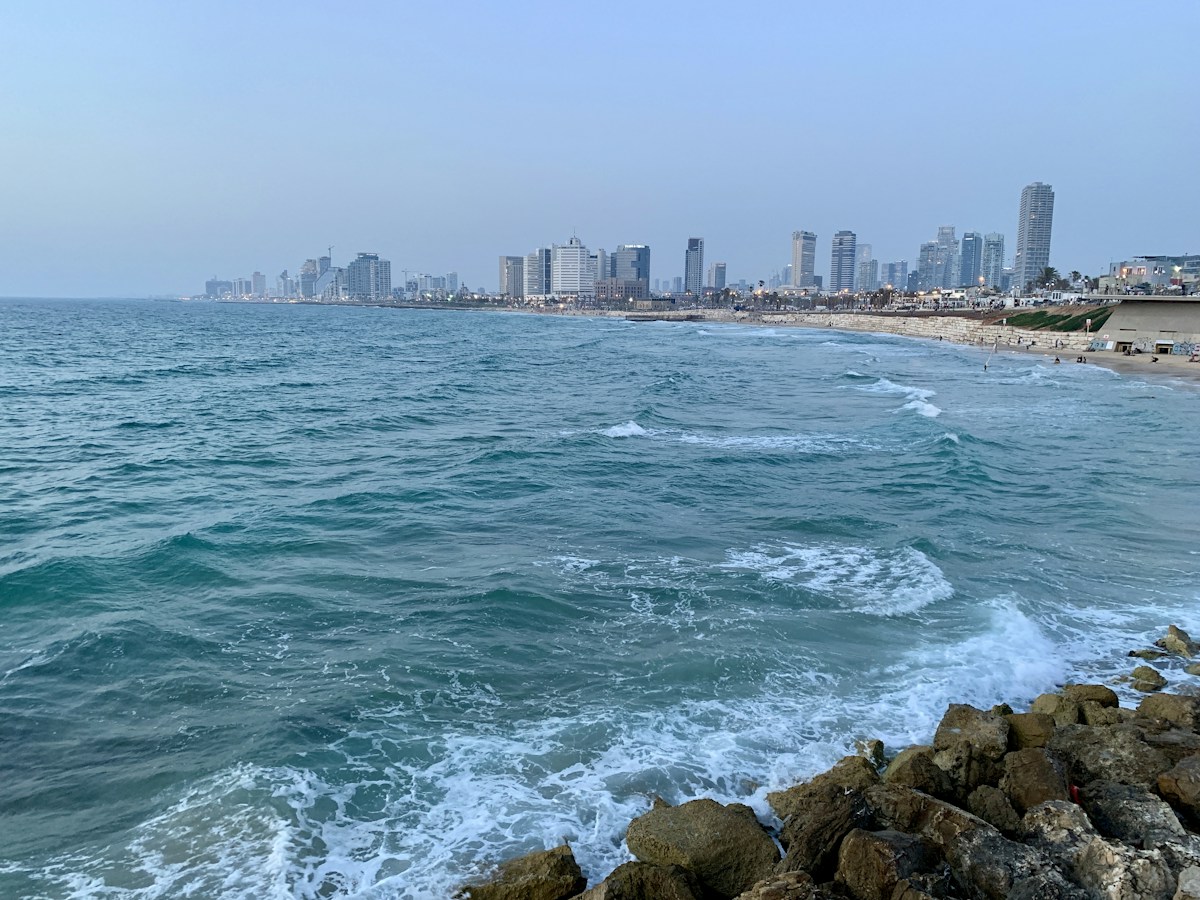 Tel Aviv shoreline and Mediterranean Sea viewed from Jaffa